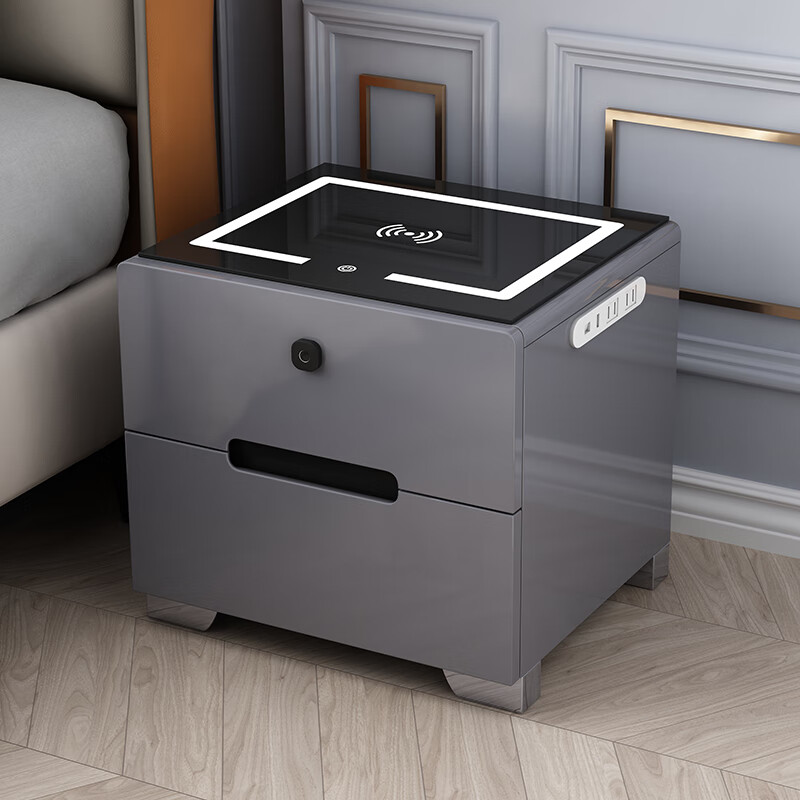 全友家私烤漆智能床头柜简约现代多功能无线充电收纳柜储物柜蓝牙音响