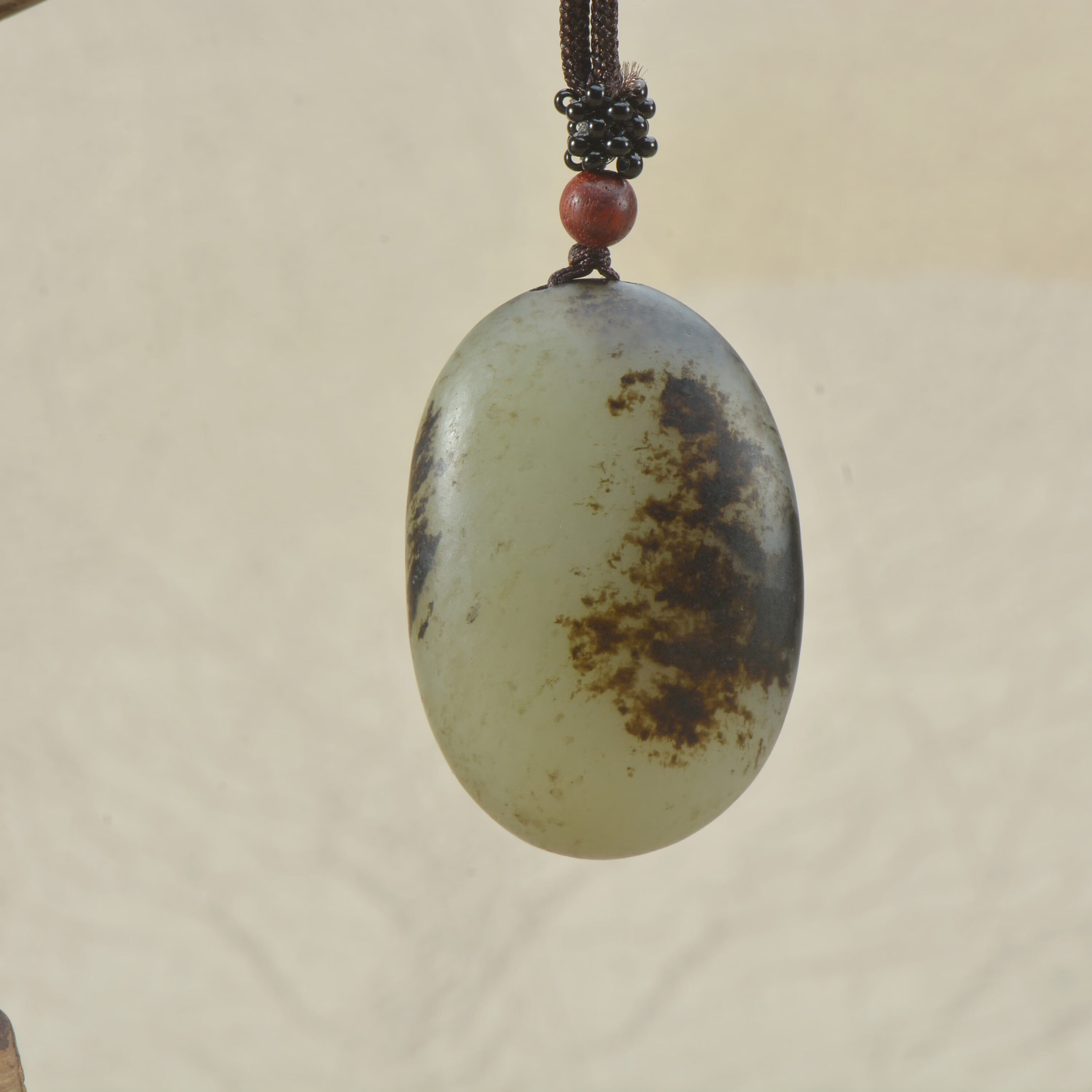 clolv kiss和田玉籽料原石吊坠带皮玉石项链挂件 黑皮原石吊坠