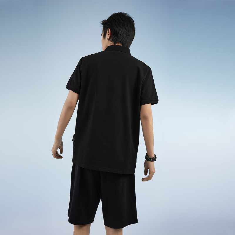 黑鲸【海澜之家旗下】简约纯色短袖polo衫男夏季 黑色01 XL 180/96A