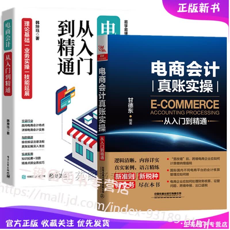 2册 电商会计真账实操+电商会计从入门到精通 电商会计核算业务账务处理纳税筹划网络分销账务处理财务会