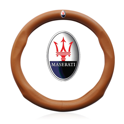 适用于玛莎拉蒂汽车真皮方向盘套GT莱万特levante总裁ghibli吉博力GC高档车用把套四季通用 方向盘套-红色 玛莎拉蒂