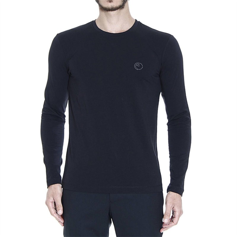 阿玛尼 男士商务休闲圆领长袖t恤 黑色sct33j-sc4gj-999 l