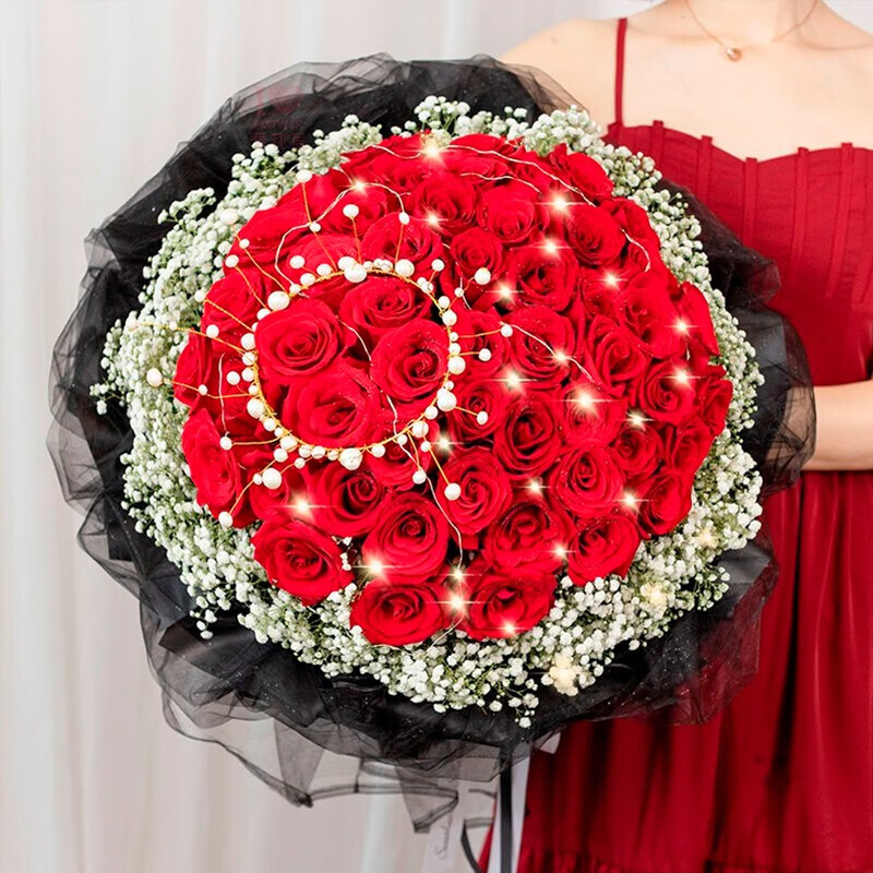 红玫瑰花束生日礼物送女朋友老婆同城配送 余生是你—52朵玫瑰|u68