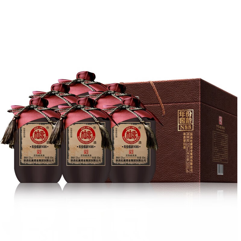 白水杜康 52度 浓香型白酒 高度粮食酒 年份窖龄n88 500ml*6瓶 整箱装