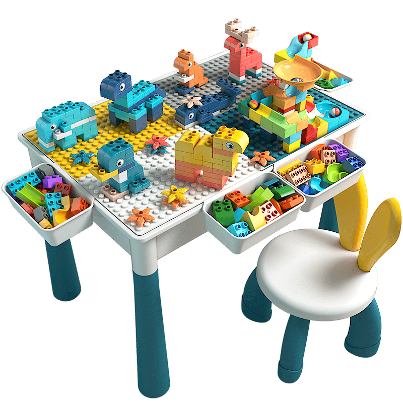 星涯优品 儿童玩具积木桌大颗粒多功能玩具可增高桌子