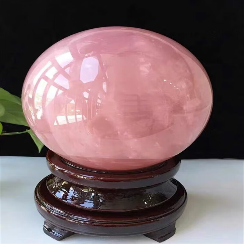 艾暮琳 粉色水晶球 粉晶球摆件 家居卧室客厅摆件简约现代水晶原石