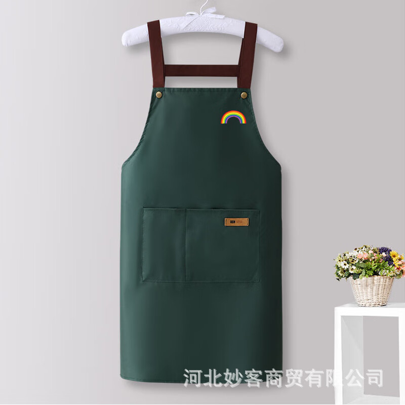 围裙厨房家用高颜值防油防水罩衣工作服耐脏餐厅围腰 净版吊带围裙【黑色】（1件装）