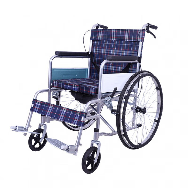 雷晟轮椅折叠轻便小型带坐便器老人老年便携残疾人轮椅车手推车 牛津