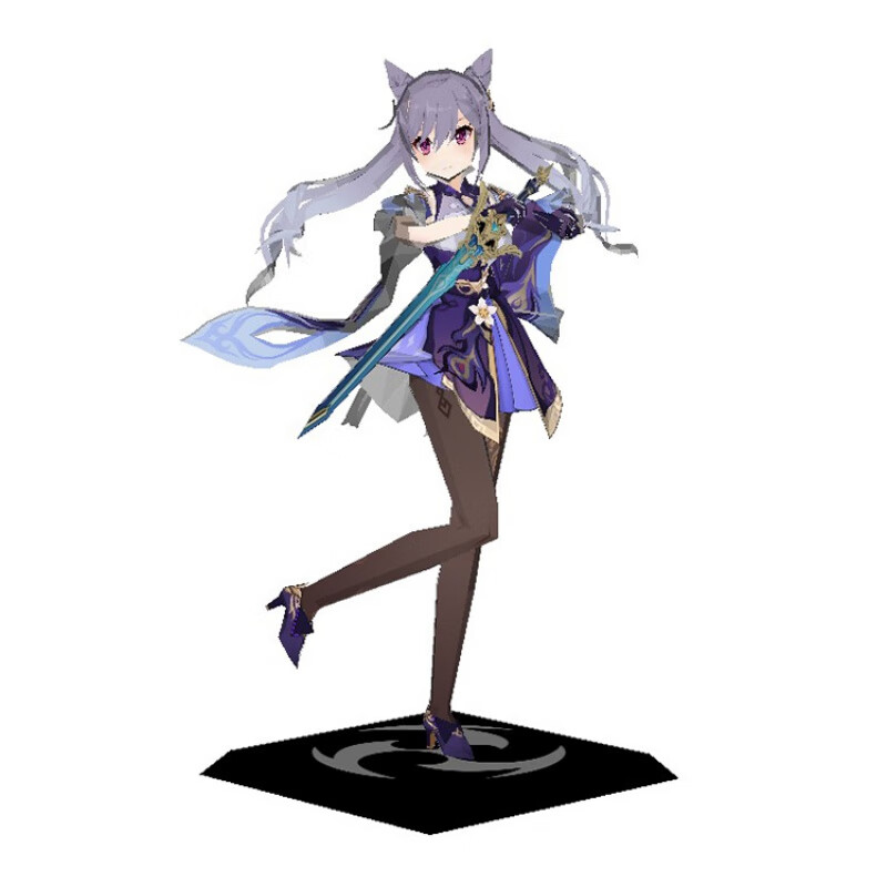 原神手刃原神人物合集甘雨芭芭拉莹刻晴安珀爱奇幻3d纸模型道具 刻晴