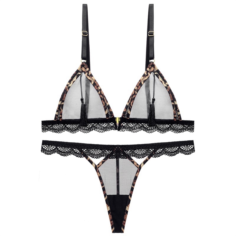 维多利亚的春天文胸罩内衣套装高级性感网布内衣套装吊坠内衣薄纱透气