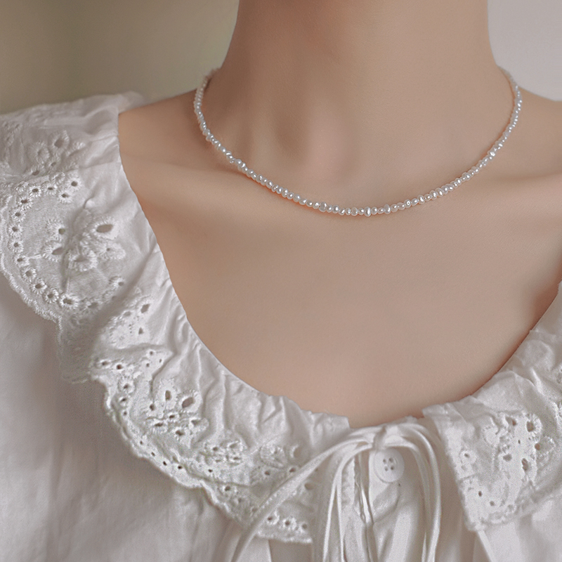 莲雨恋星珍珠项链女同款choker珍珠小粒复古女颈链少女感项链情人节