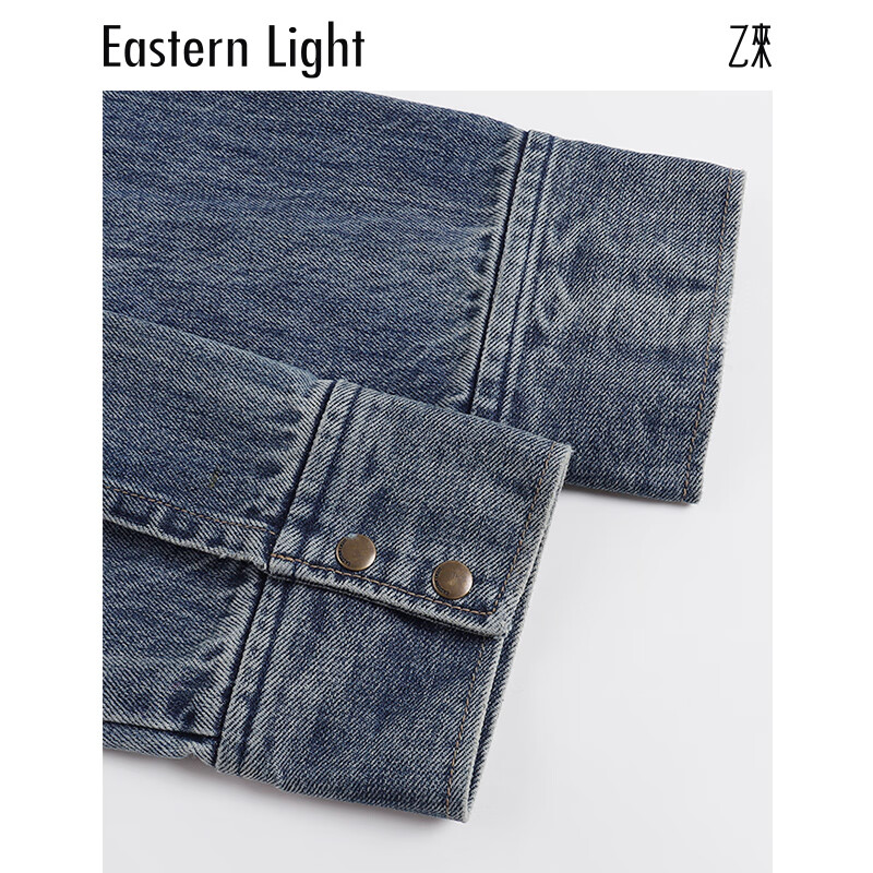 乙来（EASTERN LIGHT）【高支高密牛仔面料】牛仔衬衫薄款水洗外套 复古蓝 L