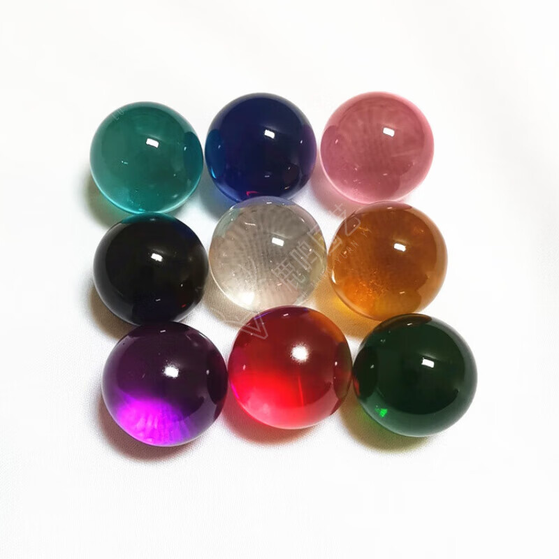 玻璃弹珠红色20mm水晶珠工艺水晶球透明玻璃珠摆件鱼缸园艺装饰 9色混装(9粒)