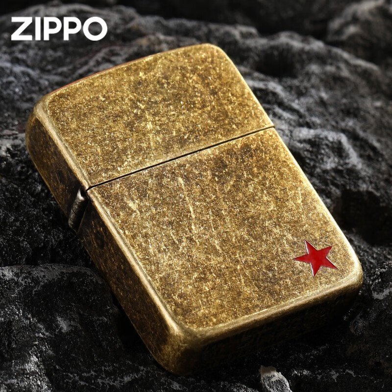 zippo打火机zippo正版 之宝纯铜1941复刻仿古铜红五星个性送礼煤油