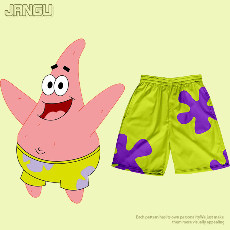 简顾 派大星同款短裤张嘉元度假海边沙滩裤男潮花裤衩速干冲浪休闲裤