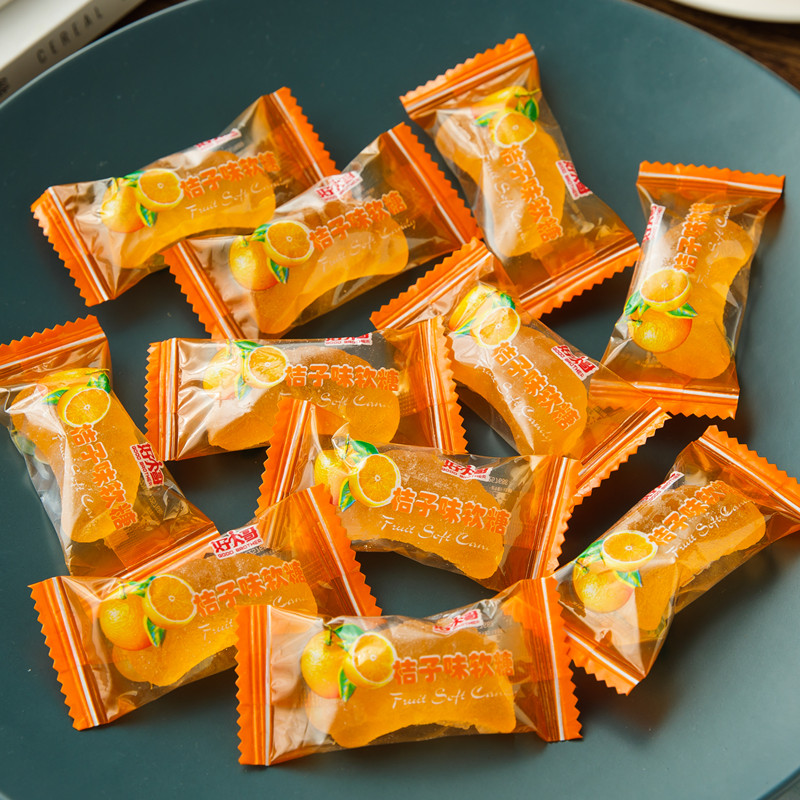 田福记 桔子味软糖婚庆喜糖散装儿时小零食80怀旧橘子瓣水果糖 500g