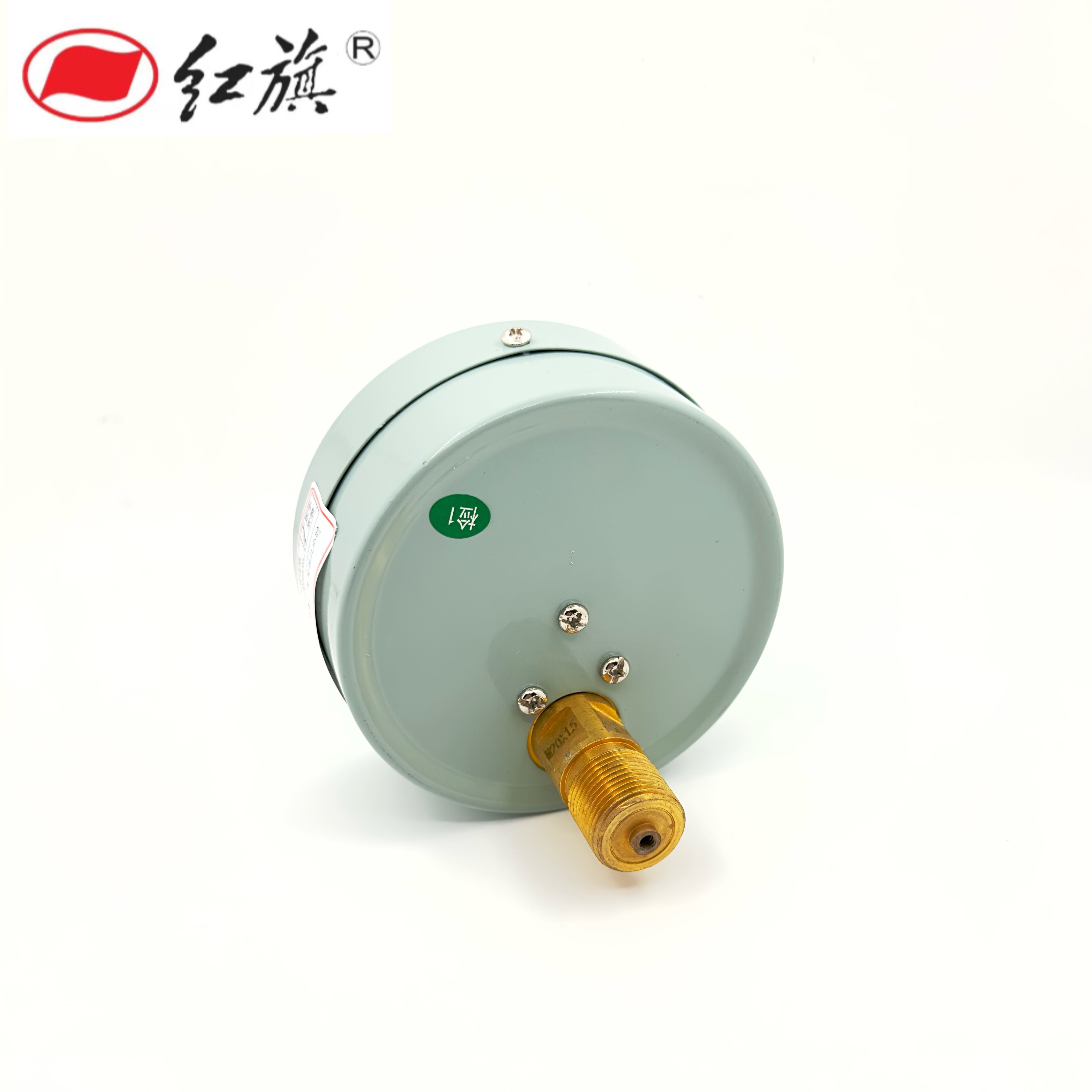 红旗仪表yo-100z氧气轴向无边压力表 禁油表 卧式安装氧用表 0~01mpa