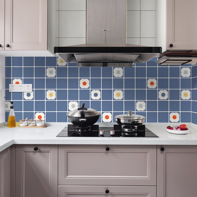 浪漫满屋厨房防油贴纸耐高温铝箔瓷砖墙纸自粘油烟机灶台家用橱柜翻新贴纸 【5米长*宽60cm】星星派对 大