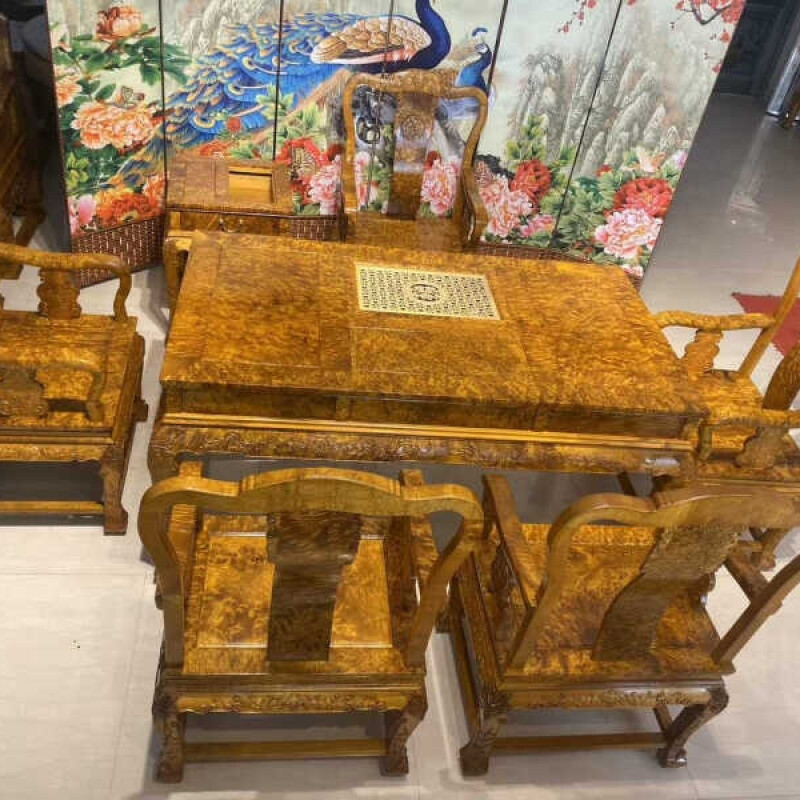 黄金樟多子多福泡茶桌7件套158*88*80多子多福高端实木家具
