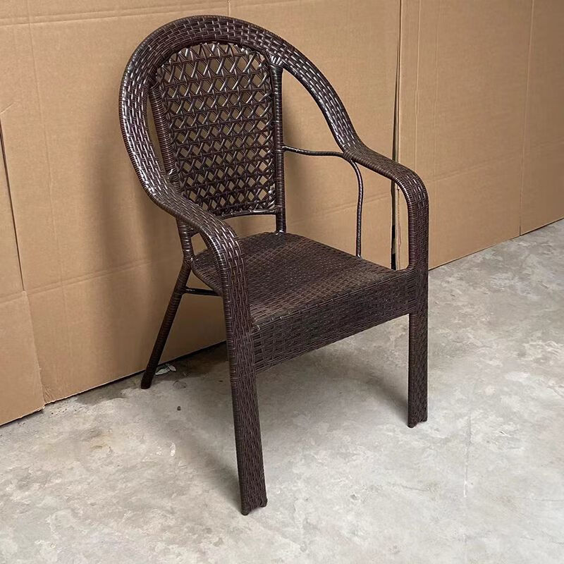 朵貌德国品质加大加固款带扶手椅子靠背椅藤编椅子室外椅子午休PE手工 黑棕色- 2把加大加固藤椅