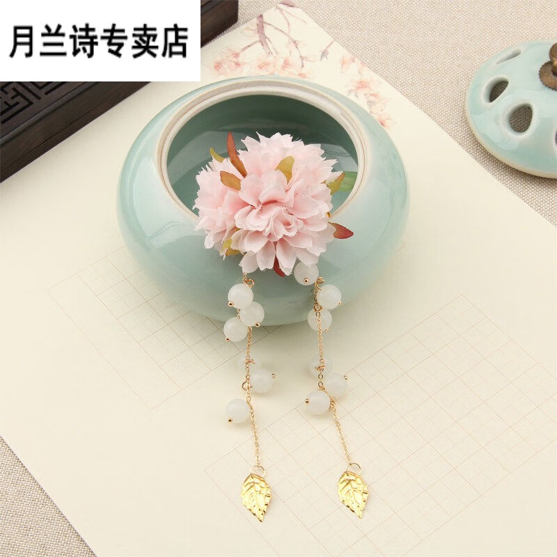 杏花雨古风绢花发簪发夹步摇diy手工制作古装汉服清新