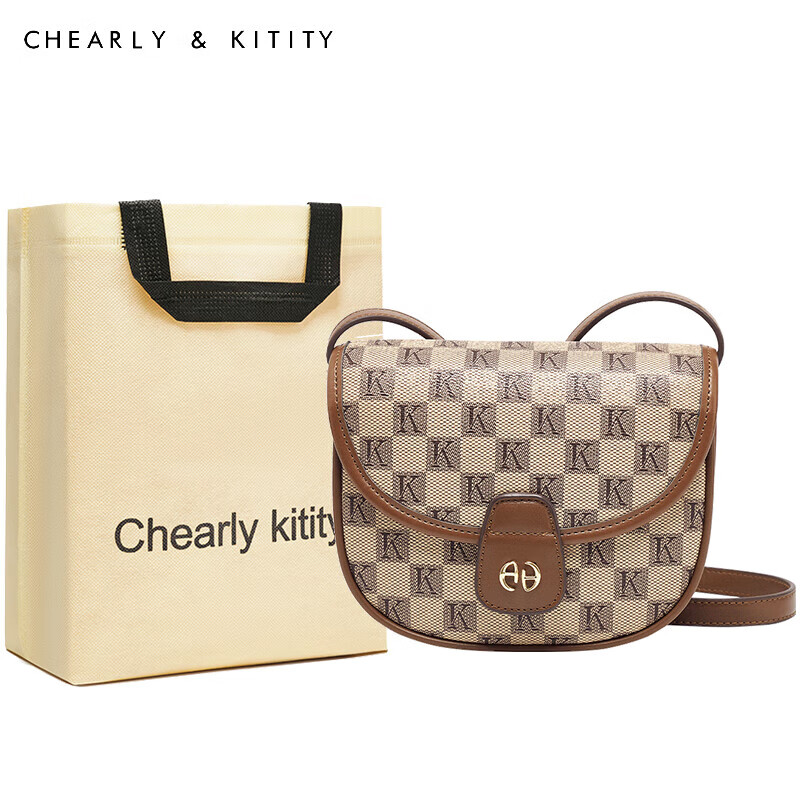 CHEARLY KITITY包包女包2025新款复古小方包简约斜挎包百搭单肩包生日礼物送女友 CK3000398-卡其色 京东折扣/优惠券