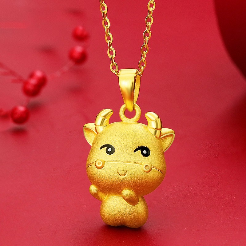 阿莉维妮(alivinee)福气小金牛吊坠 本命年女金牛项链烤漆小牛吉祥牛