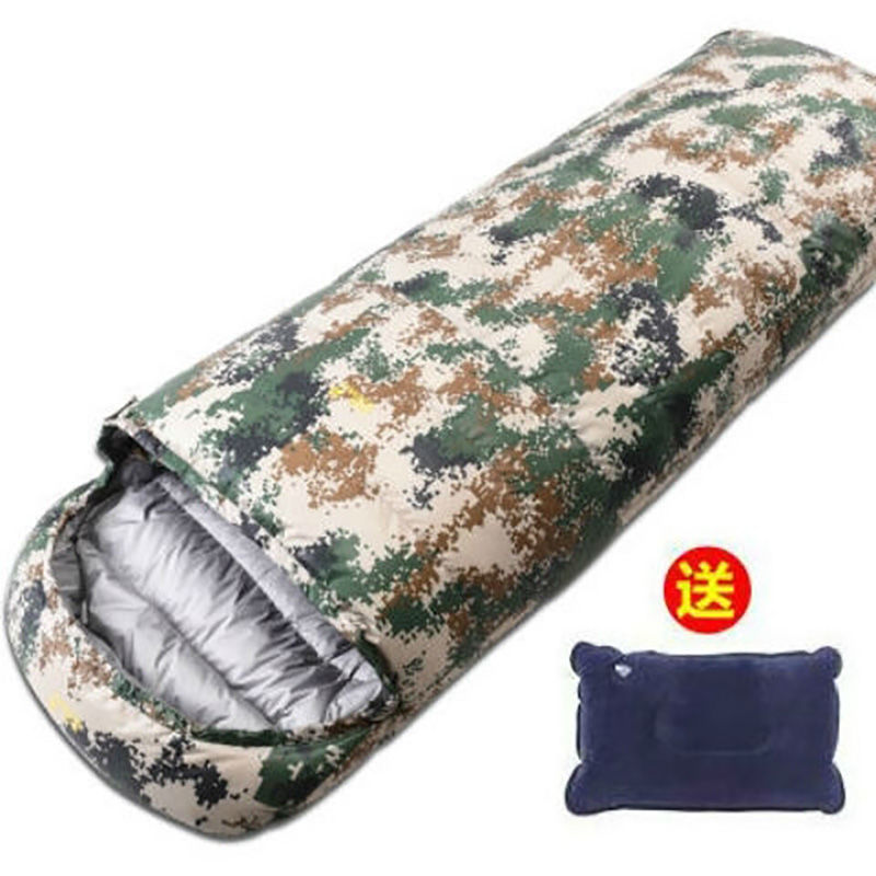 户外睡袋迷彩睡袋成人户外单人秋冬季露营加厚保暖舒适便捷 森林迷彩