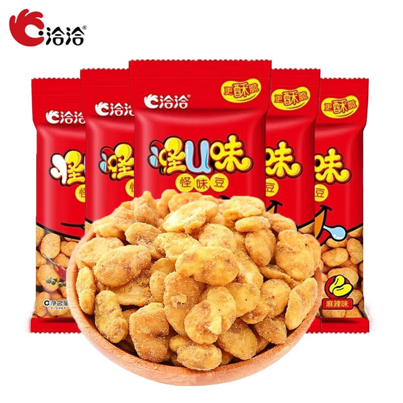 洽洽怪u味怪味豆 多口味蚕豆兰花豆办公休闲零食小吃 麻辣怪味豆80g*5