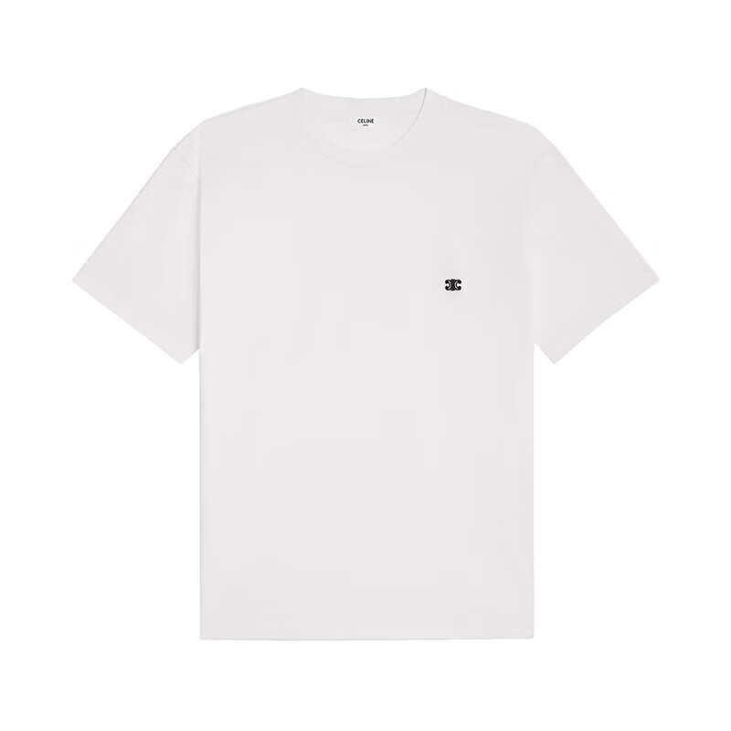 思琳(celine)男士白色棉质徽标刺绣休闲宽松t恤2x04i671q.01ob xs