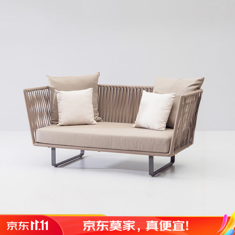 莫 家北欧风格欧式庭院户外桌椅别墅庭院阳台露天休闲新创意编藤沙发组合现代简约网红三件套喝茶桌 库勒双人沙发(绳编) 组合属于什么档次？