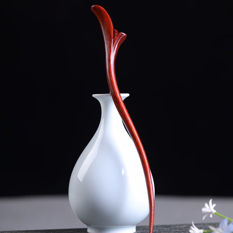 韩裴内思紫檀木花芽造型雕刻印花发簪复古汉服配饰盘头发木簪送女友