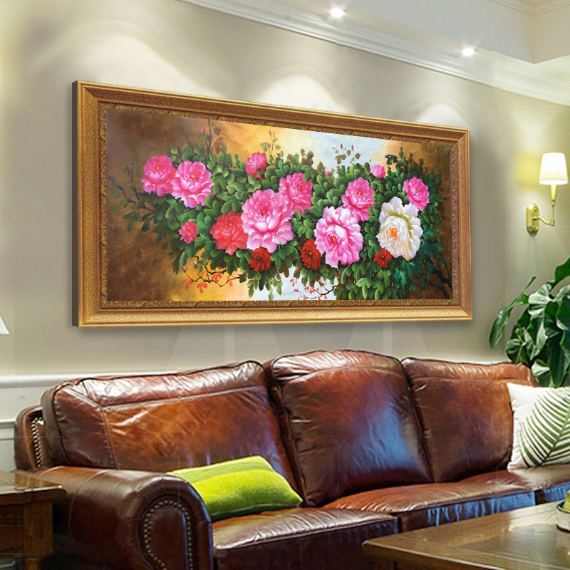 格绿美欧式大气客厅装饰画餐厅挂画饭店玄关走廊过道墙面壁画山水风景 T037富贵牡丹 如需特殊尺寸，请联系客服 