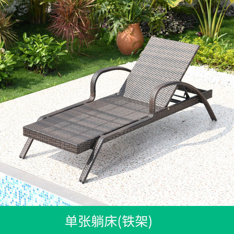 oqb沙滩椅折叠椅300斤户外别墅庭院泳池藤编躺床室外露天阳台午休睡