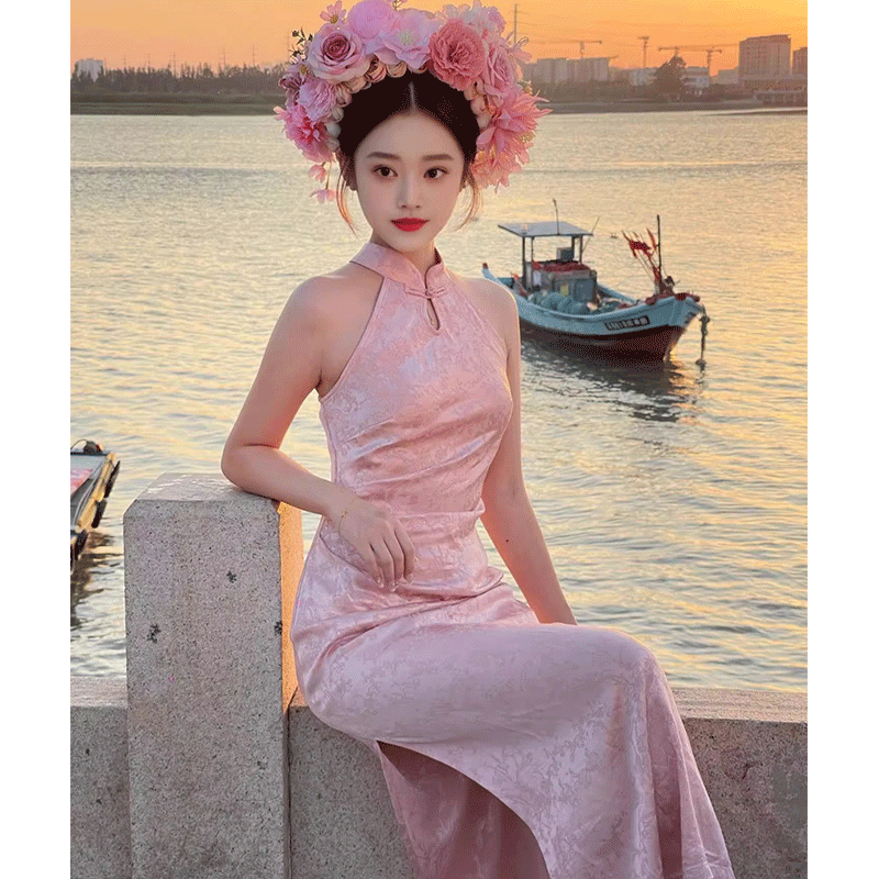 夏款气质新中式绝美改良年轻款少女超好看度假国风 粉色 【模特同款】