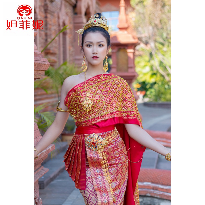 泰国王妃服装服饰泰国传统服装女套装傣族节盛装迎宾服工作服影楼服