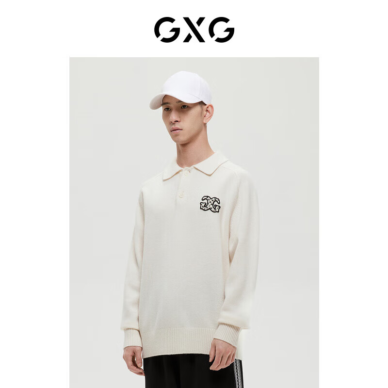 GXG男装商场同款蓝色系列白色低领毛衫2022年冬季 白色 185/XXL