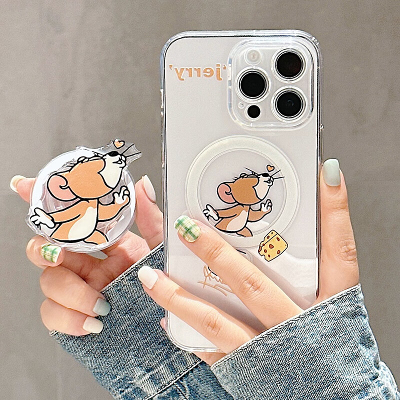 猫和老鼠情侣款磁吸支架手机壳支持iphone14magsafe 【亲亲杰瑞鼠】