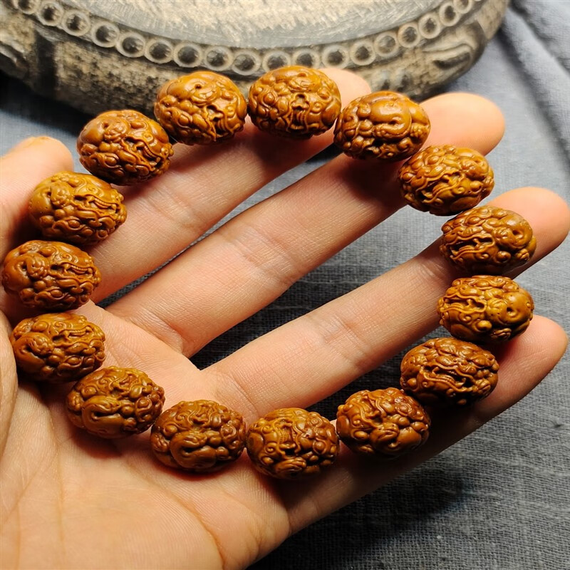 喜吟福紫金鼠雕刻貔貅鼠雕刻京八棱手串紫金鼠光珠原皮菩提手串 手串