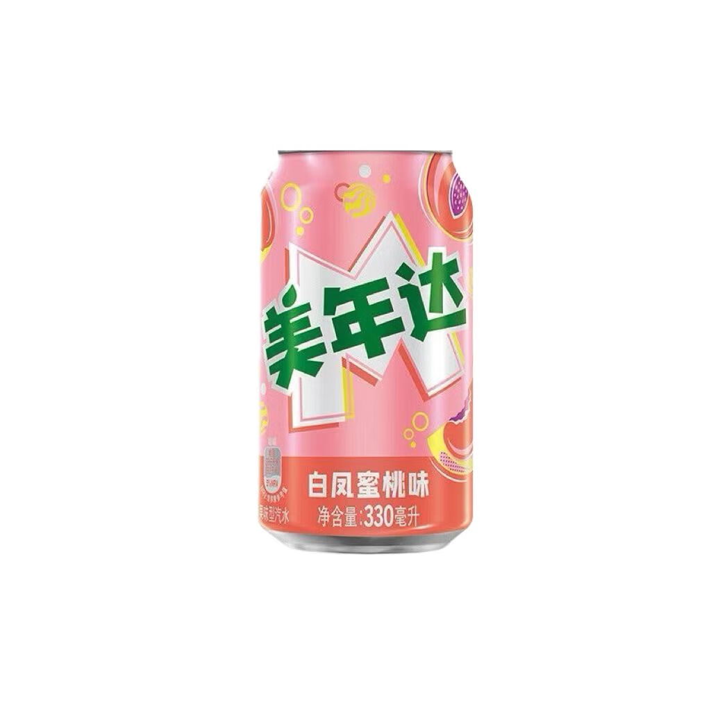 百事可乐美年达白凤蜜桃味330ml*12罐/24罐夏日罐装汽水碳酸饮料整箱装 白凤蜜桃味330ml*12罐