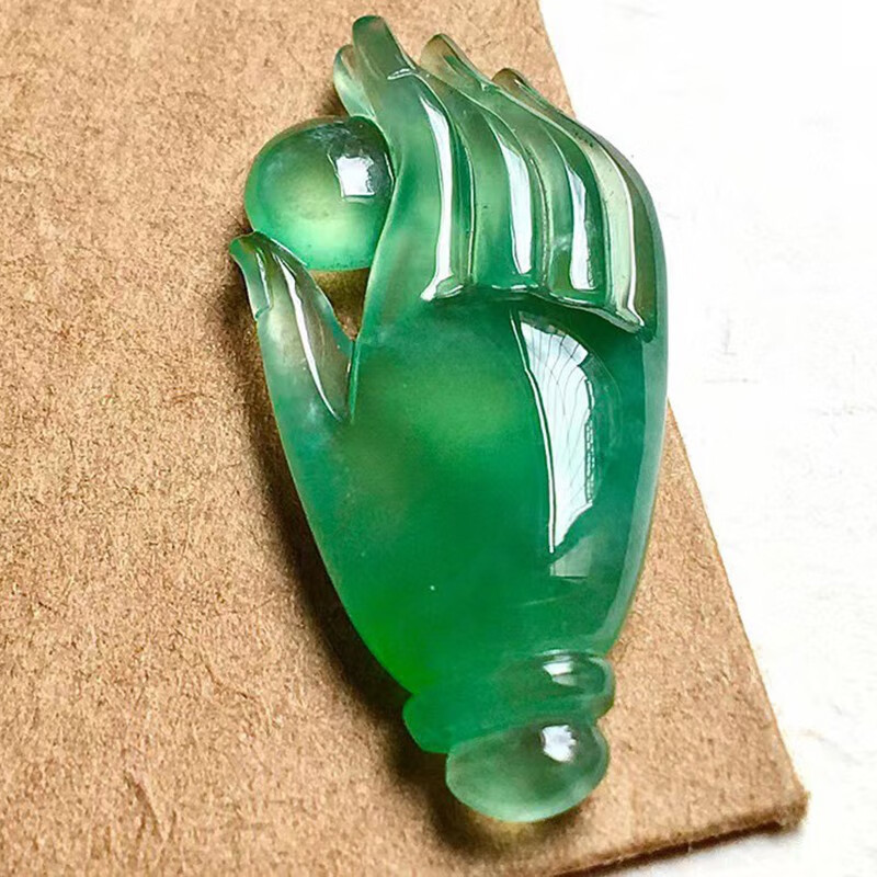 玉佳佳 翡翠佛手吊坠 缅甸a货翡翠送礼生日礼物男女款尺寸28.7*13.