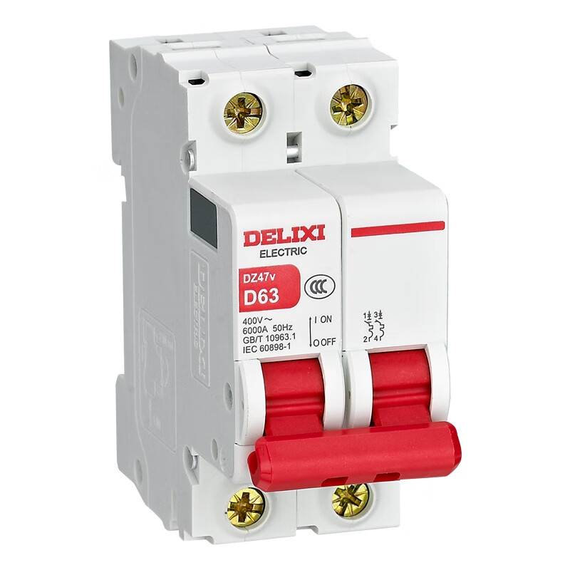 德力西电气 登峰系列 dz47v小型标准断路器 dz47v c型 2p 63a dz47v2