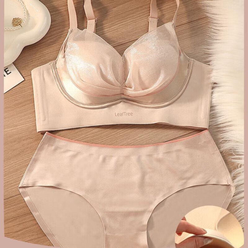 KJ文胸无钢圈内衣女收副乳调整型文胸薄款女士性感蕾丝聚拢胸罩 082【中厚杯】芥末黄 90B =40B(单件内衣)