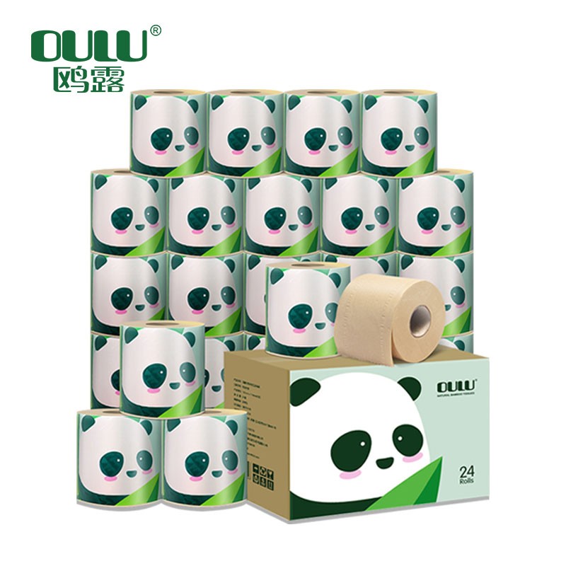 鸥露（OULU）卷纸有芯速溶纸巾 欧露竹浆纸卫生纸无漂白 150g*16卷整箱