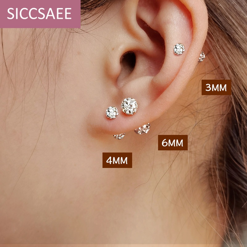 螺丝睡觉免摘风有耳洞2024潮双面耳环耳钉耳饰 一对3mm白色(适合耳骨)