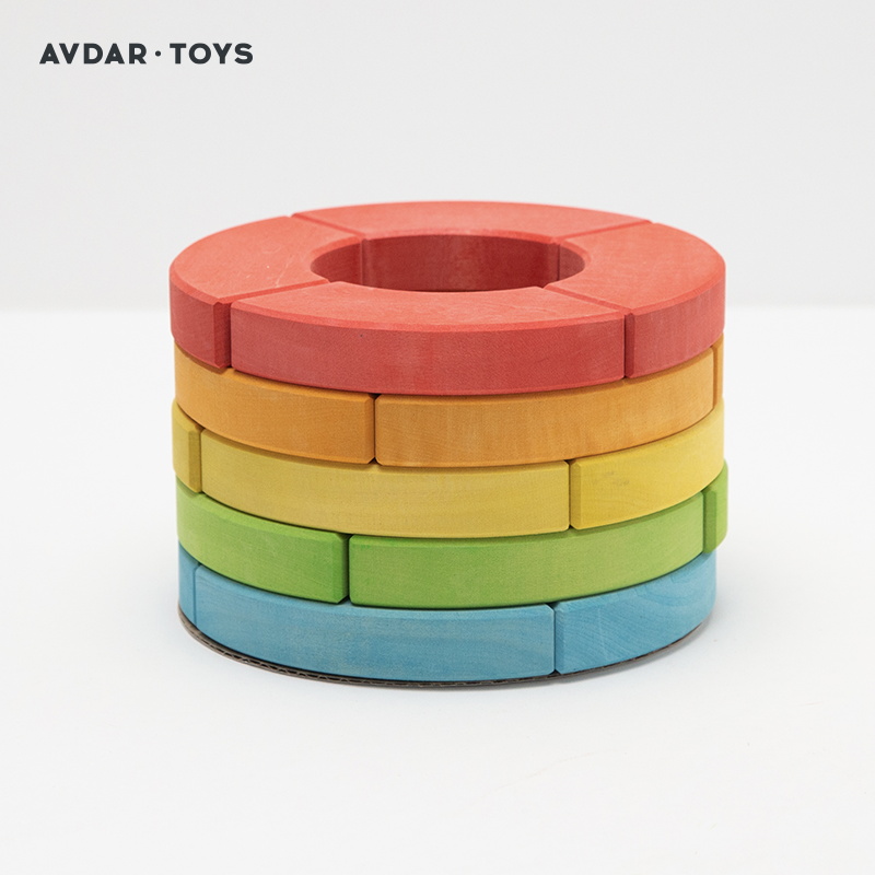 师系列多块弯块积木男孩女孩儿童大颗粒玩具早教教具h 弯块积木彩虹色