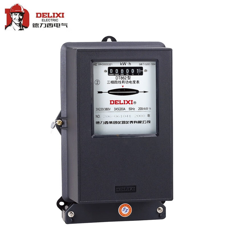 德力西电气 三相四线有功电能表;dt862 3×220/380v 3×1.5(6)a*