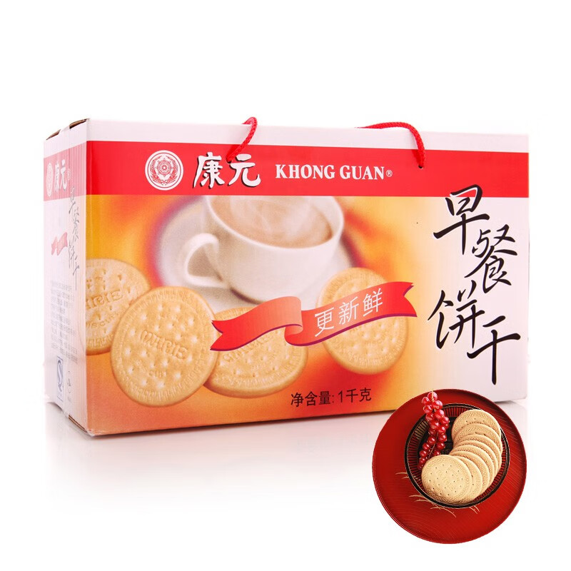 康元原味营养早餐饼干1kg 下午茶休闲零食礼盒装聚会分享大圆饼