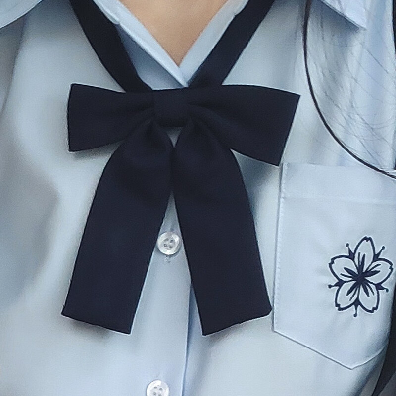 原创藏青灰纯色领结女生制服小长柄日系校服配件 藏青色小长柄领结