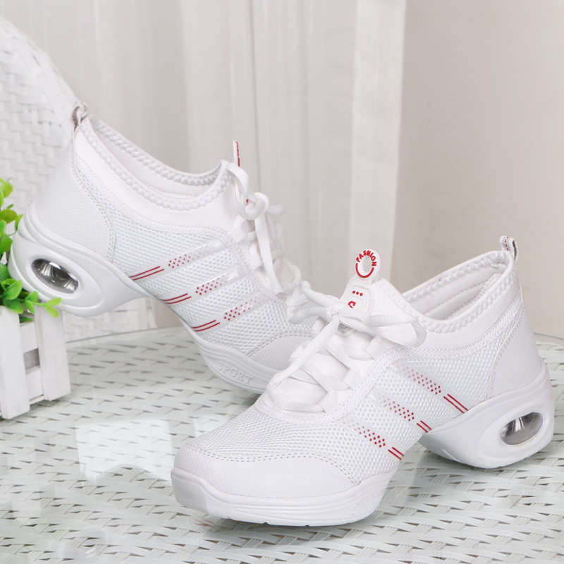 格春夏女式跳舞鞋软底广场舞运动鞋白色比赛鞋舞蹈鞋健身操跳操女鞋